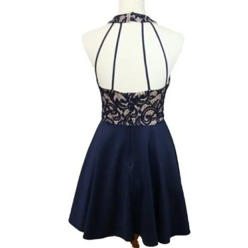 Semi Formal Blue Halter Full Skirt Dress‎ 9/10 Semi-Formal Full Skirt